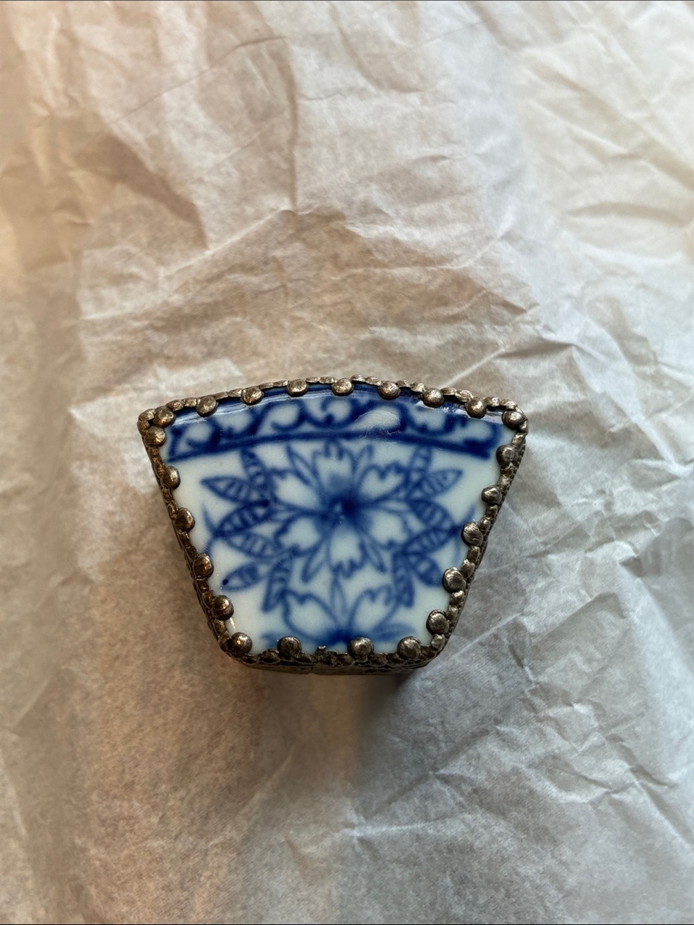Blue Floral ‘Sterling’  Trinket Box.       33.87 Grams